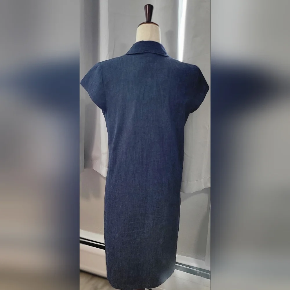 Anne Klein Denim Shift Dress Zip Front Sz 4 - Picture 2 of 4